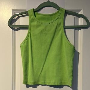 Lime Green Cropped Racerback Tank Top